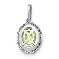 14k White Gold Oval Peridot and Diamond Halo Pendant-PM7063-PE-006-WA