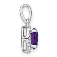 14k White Gold Amethyst and Diamond Halo Pendant-PM7068-AM-010-WA