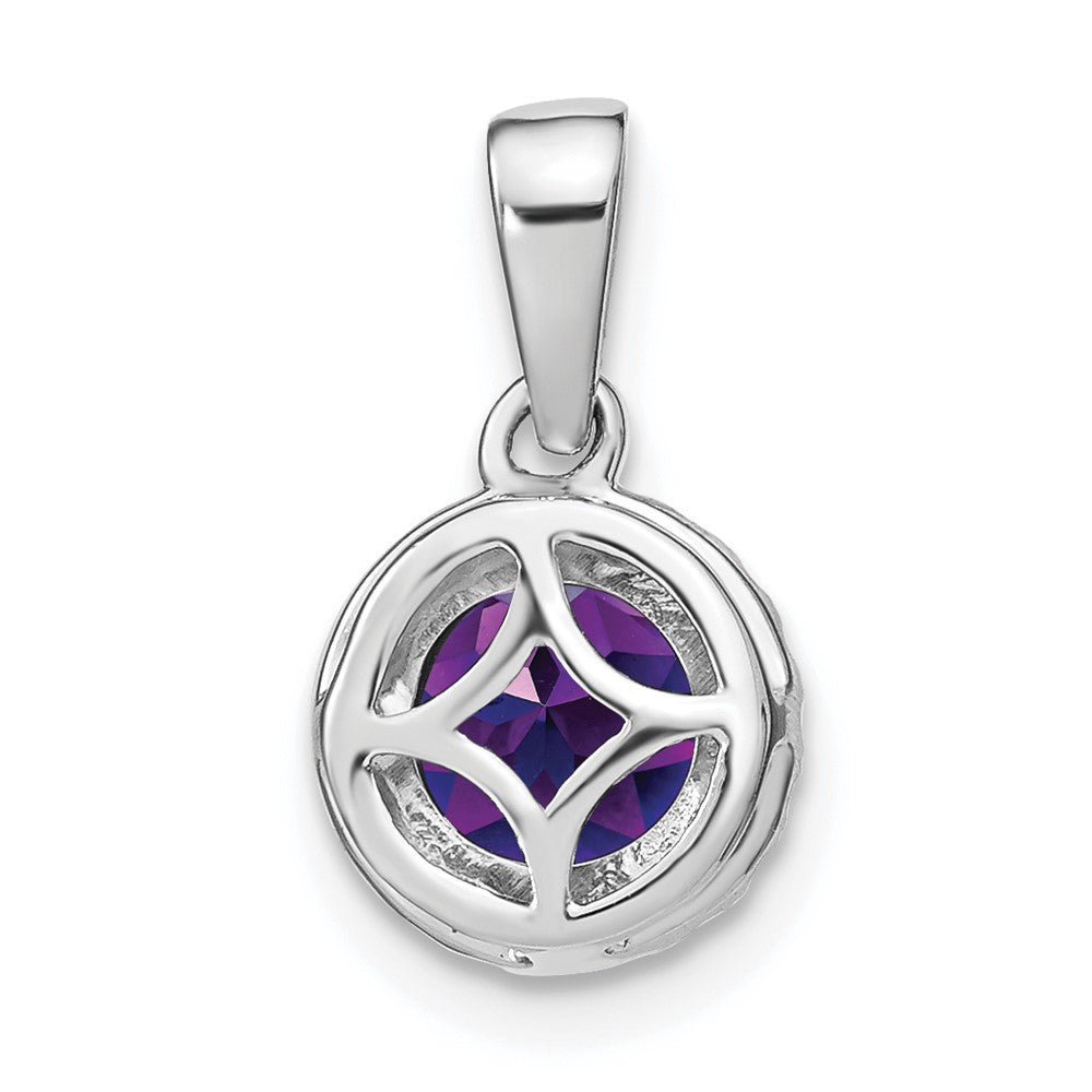 14k White Gold Amethyst and Diamond Halo Pendant-PM7068-AM-010-WA