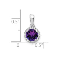 14k White Gold Amethyst and Diamond Halo Pendant-PM7068-AM-010-WA