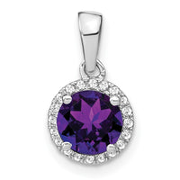 14k White Gold Amethyst and Diamond Halo Pendant-PM7068-AM-010-WA