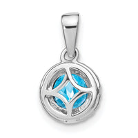 14k White Gold Blue Topaz and Diamond Halo Pendant-PM7068-BT-010-WA