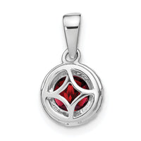 14k White Gold Garnet and Diamond Halo Pendant-PM7068-GA-010-WA