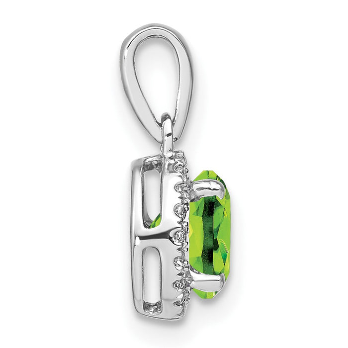 14k White Gold Peridot and Diamond Halo Pendant-PM7068-PE-010-WA
