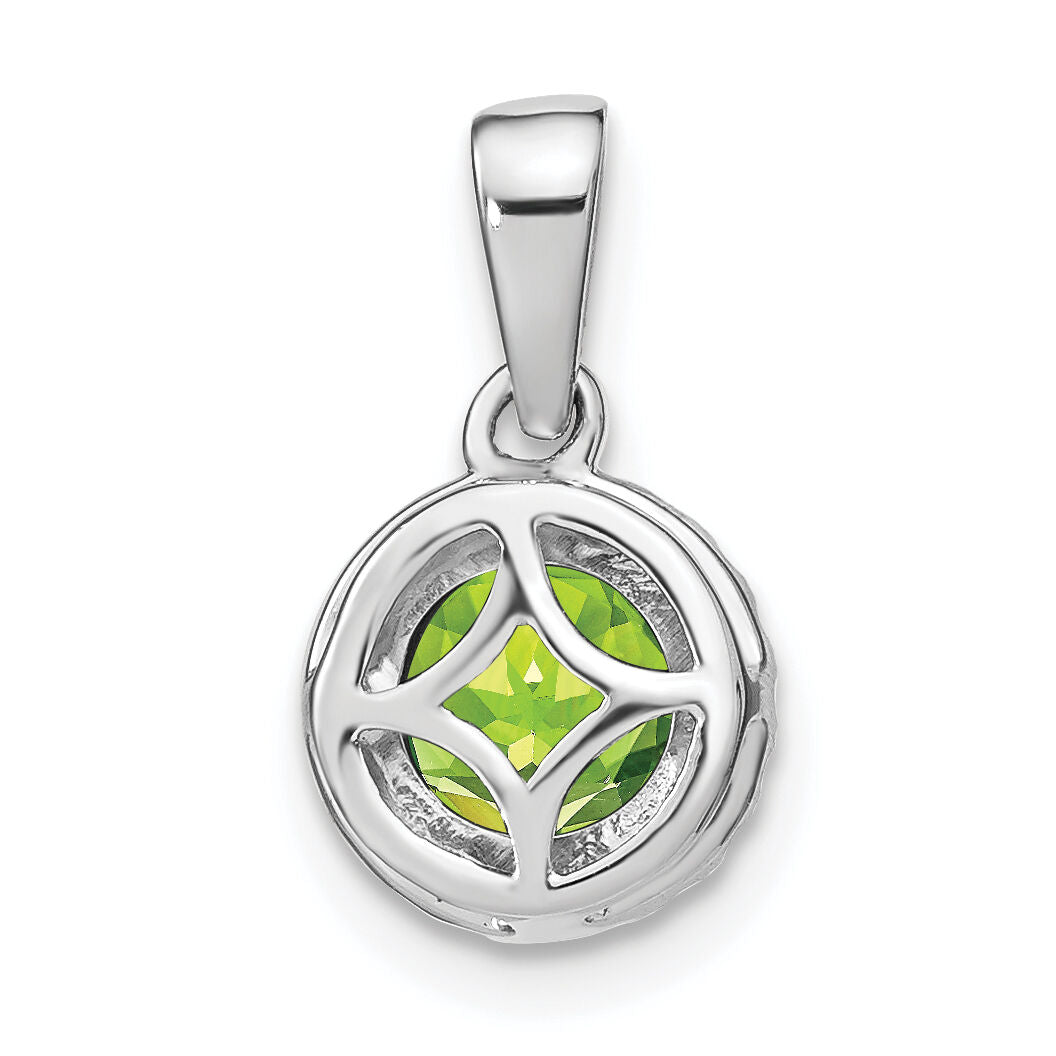 14k White Gold Peridot and Diamond Halo Pendant-PM7068-PE-010-WA