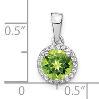 14k White Gold Peridot and Diamond Halo Pendant-PM7068-PE-010-WA