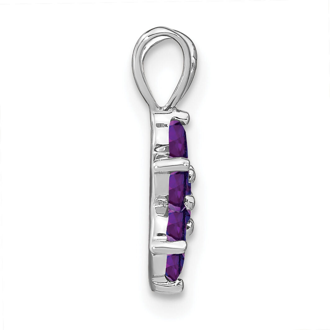 14k White Gold Amethyst Floral Pendant-PM7069-AM-W
