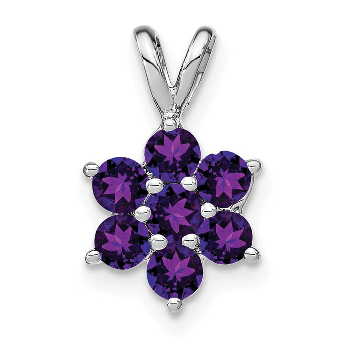 14k White Gold Amethyst Floral Pendant-PM7069-AM-W