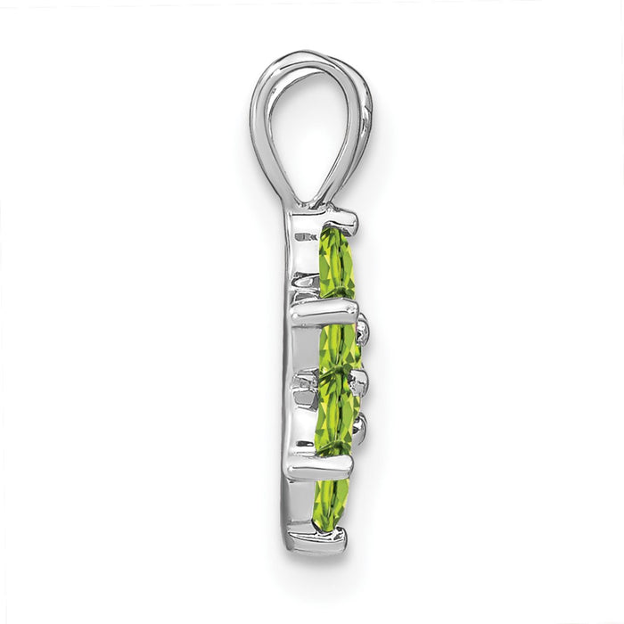 14k White Gold Peridot Floral Pendant-PM7069-PE-W