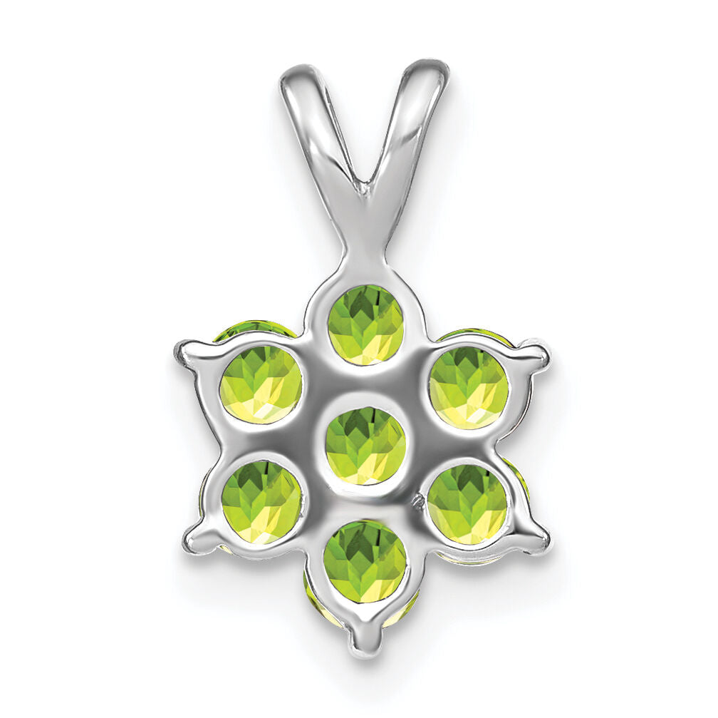 14k White Gold Peridot Floral Pendant-PM7069-PE-W