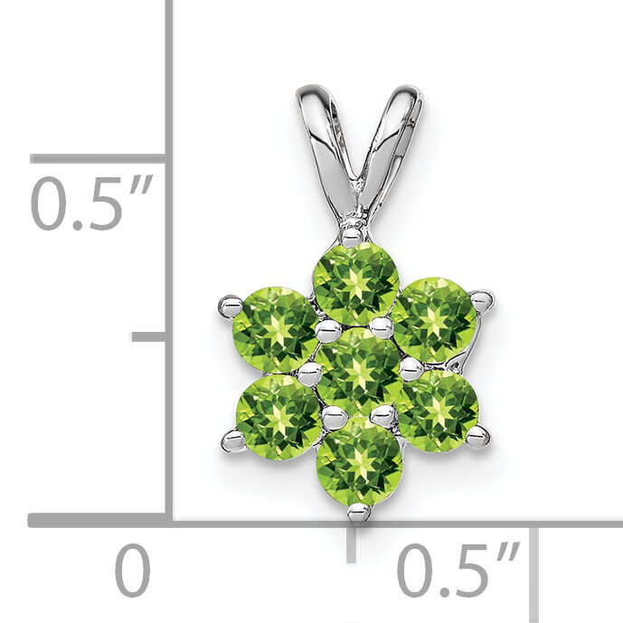 14k White Gold Peridot Floral Pendant-PM7069-PE-W