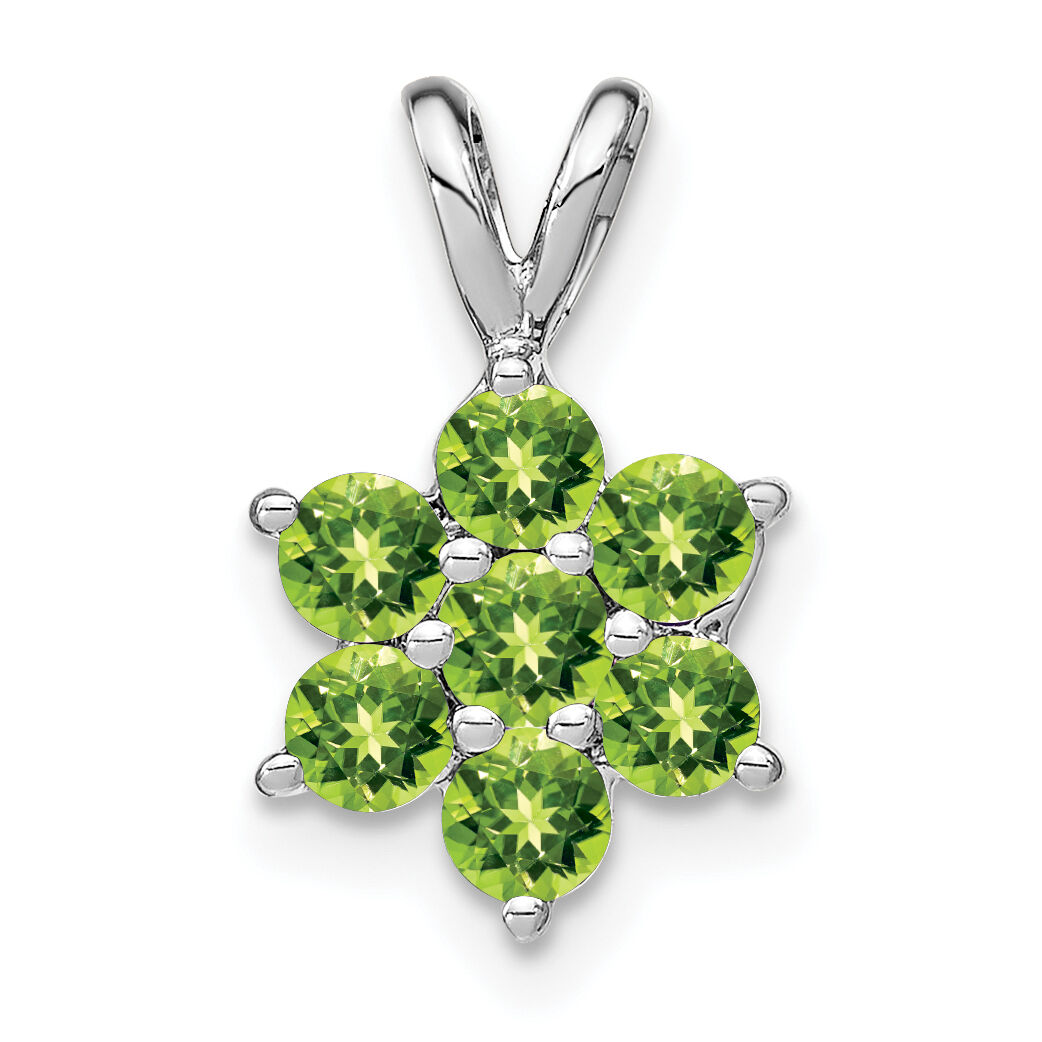 14k White Gold Peridot Floral Pendant-PM7069-PE-W