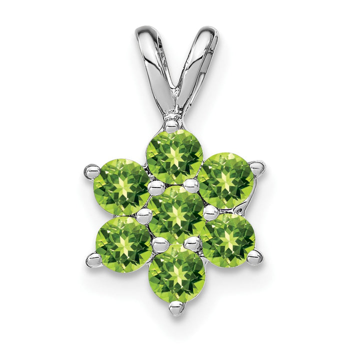 14k White Gold Peridot Floral Pendant-PM7069-PE-W