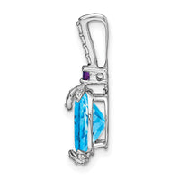 14k White Gold Oval Blue Topaz/Amethyst/Diamond Pendant-PM7070-BT/AM-012-WA