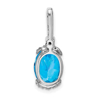 14k White Gold Oval Blue Topaz/Amethyst/Diamond Pendant-PM7070-BT/AM-012-WA