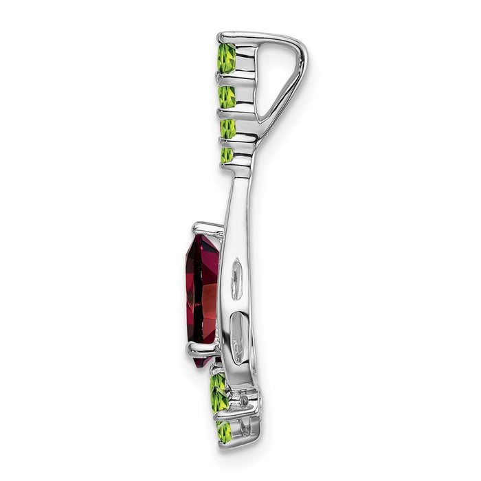 14k White Gold Pear Garnet and Peridot Pendant-PM7071-GA/PE-W
