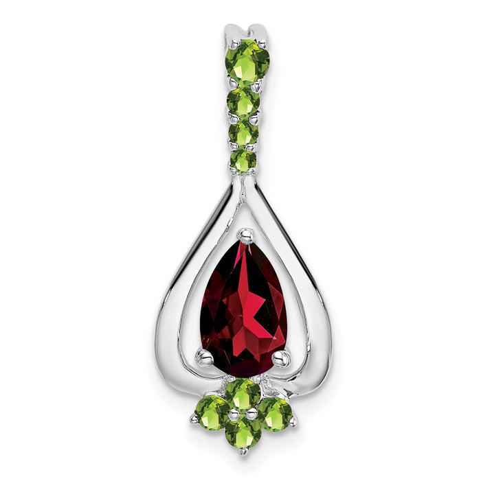 14k White Gold Pear Garnet and Peridot Pendant-PM7071-GA/PE-W