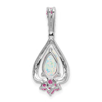 14k White Gold Pear Created Opal/Created Pink Sapphire Pendant-PM7071-OP/CPS-W