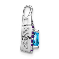 14k White Gold Blue Topaz/Amethyst/Diamond Pendant-PM7073-BT-004-WA