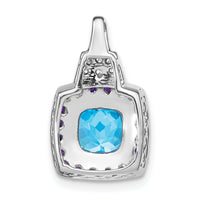 14k White Gold Blue Topaz/Amethyst/Diamond Pendant-PM7073-BT-004-WA