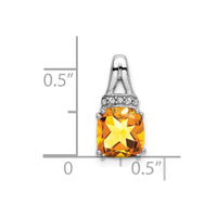 14k White Gold Cushion Citrine and Diamond Pendant-PM7074-CI-004-WA