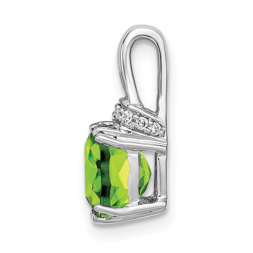 14k White Gold Cushion Peridot and Diamond Pendant-PM7074-PE-004-WA