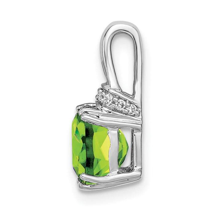 14k White Gold Cushion Peridot and Diamond Pendant-PM7074-PE-004-WA