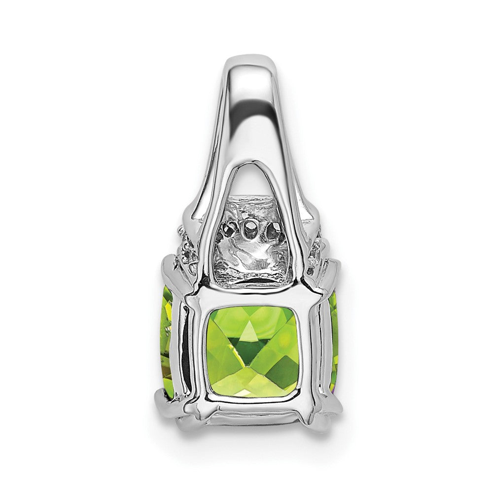 14k White Gold Cushion Peridot and Diamond Pendant-PM7074-PE-004-WA