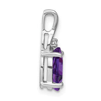 14k White Gold Oval Amethyst and Diamond Pendant-PM7075-AM-001-WA