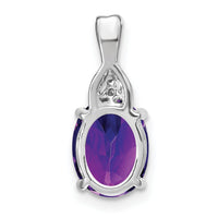 14k White Gold Oval Amethyst and Diamond Pendant-PM7075-AM-001-WA