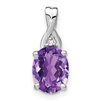 14k White Gold Oval Amethyst and Diamond Pendant-PM7075-AM-001-WA