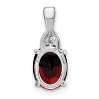 14k White Gold Oval Garnet and Diamond Pendant-PM7075-GA-001-WA