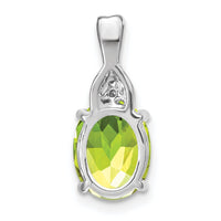 14k White Gold Oval Peridot and Diamond Pendant-PM7075-PE-001-WA