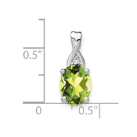 14k White Gold Oval Peridot and Diamond Pendant-PM7075-PE-001-WA