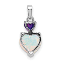 14k White Gold Heart Created Opal and Amethyst Pendant-PM7076-OP/AM-W