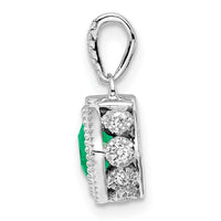 14k White Gold Cushion Emerald and Diamond Pendant-PM7092-EM-013-WA