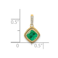 14k Cushion Emerald and Diamond Pendant-PM7092-EM-013-YA