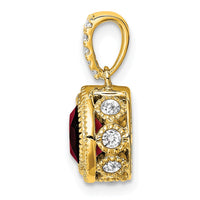 14k Cushion Garnet and Diamond Pendant-PM7092-GA-021-YA