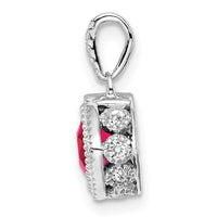 14k White Gold Cushion Ruby and Diamond Pendant-PM7092-RU-013-WA