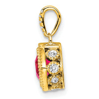 14k Cushion Ruby and Diamond Pendant-PM7092-RU-013-YA