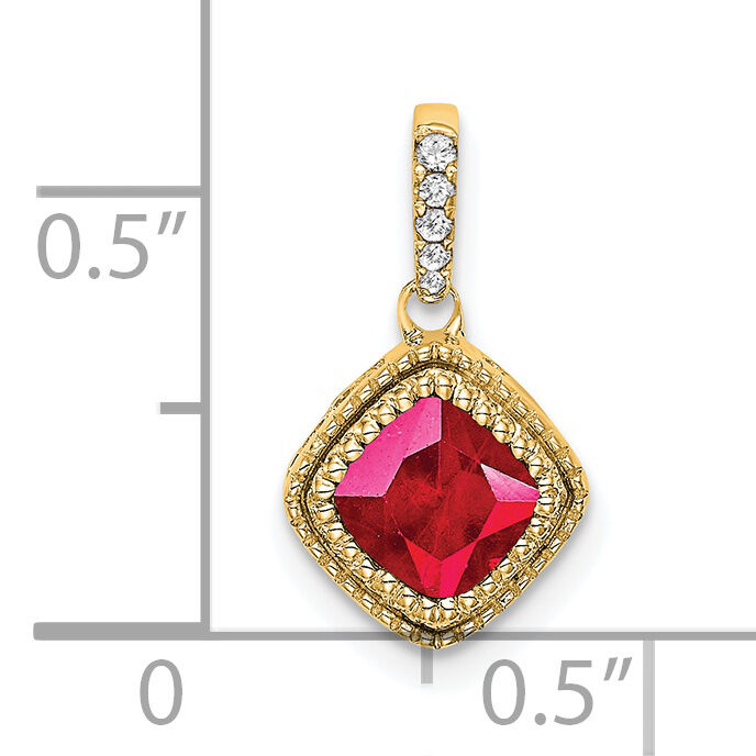 14k Cushion Ruby and Diamond Pendant-PM7092-RU-013-YA