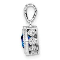 14k White Gold Cushion Sapphire and Diamond Pendant-PM7092-SA-013-WA