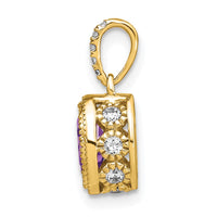 14k Oval Amethyst and Diamond Pendant-PM7093-AM-020-YA