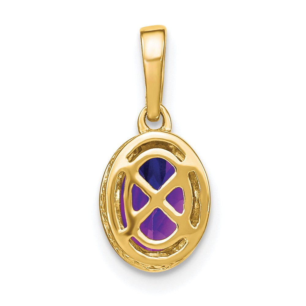 14k Oval Amethyst and Diamond Pendant-PM7093-AM-020-YA