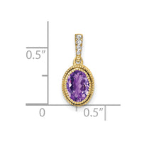 14k Oval Amethyst and Diamond Pendant-PM7093-AM-020-YA