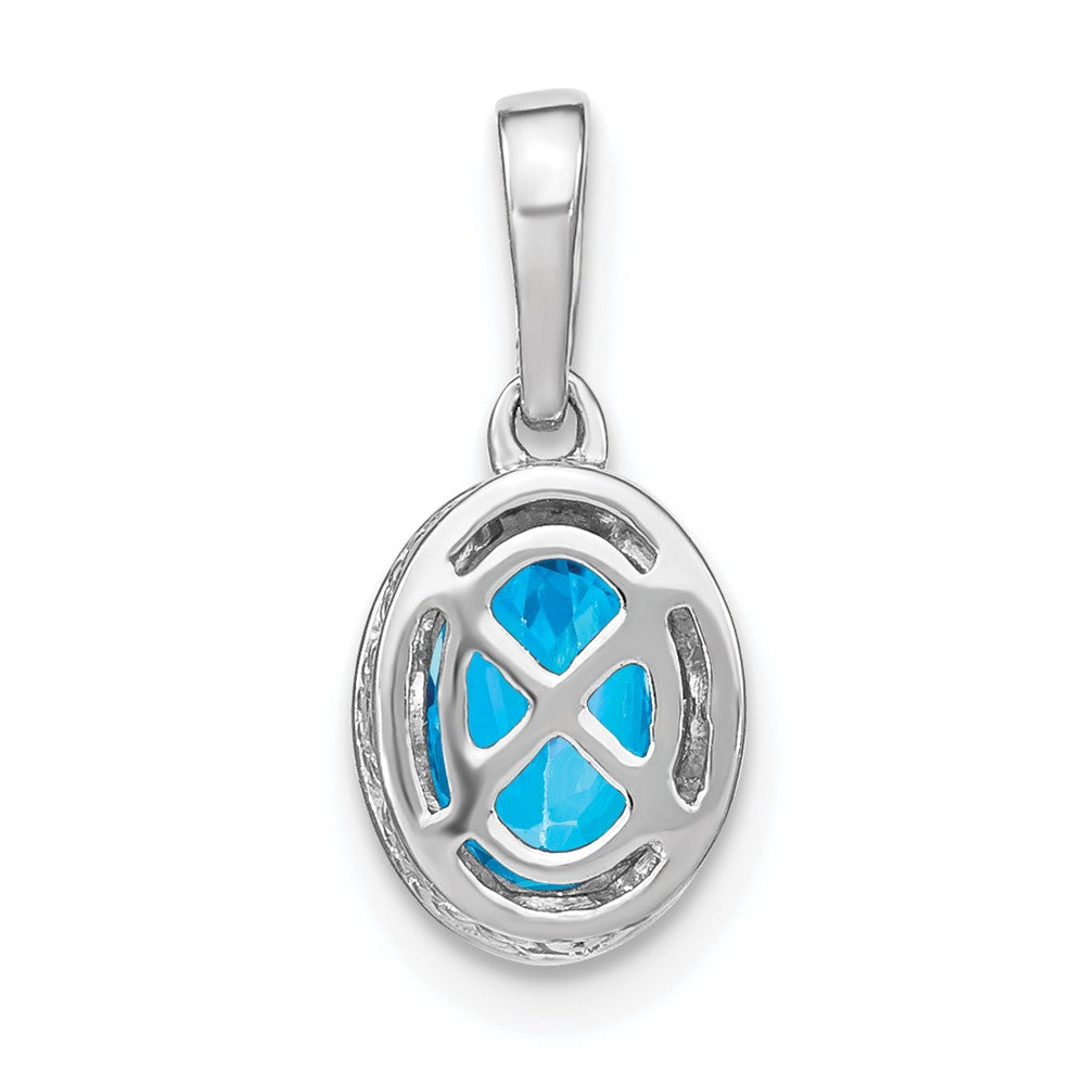 14k White Gold Oval Blue Topaz and Diamond Pendant-PM7093-BT-020-WA