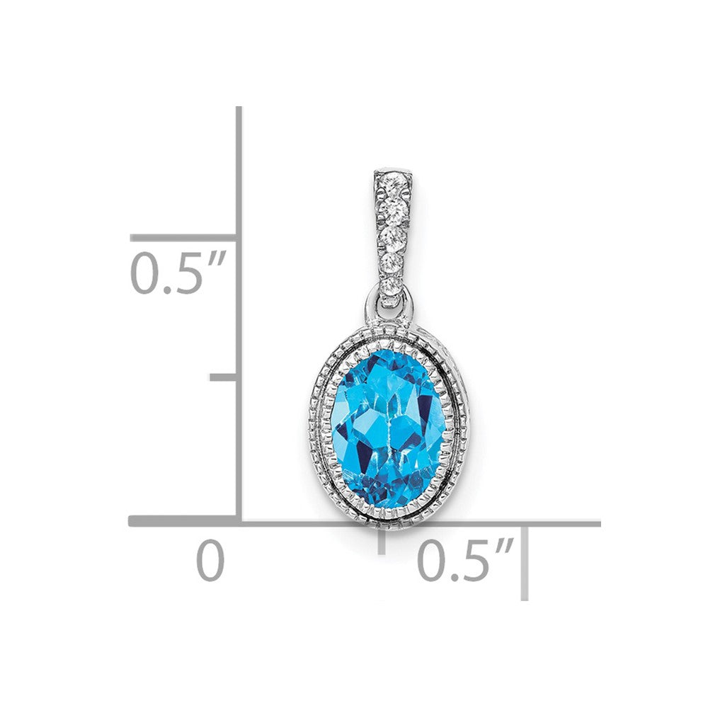 14k White Gold Oval Blue Topaz and Diamond Pendant-PM7093-BT-020-WA
