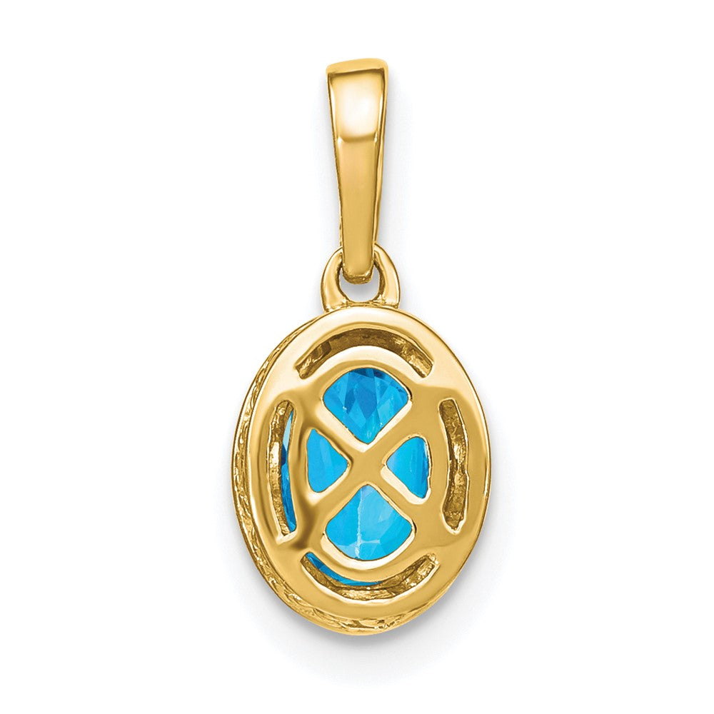 14k Oval Blue Topaz and Diamond Pendant-PM7093-BT-020-YA