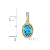 14k Oval Blue Topaz and Diamond Pendant-PM7093-BT-020-YA