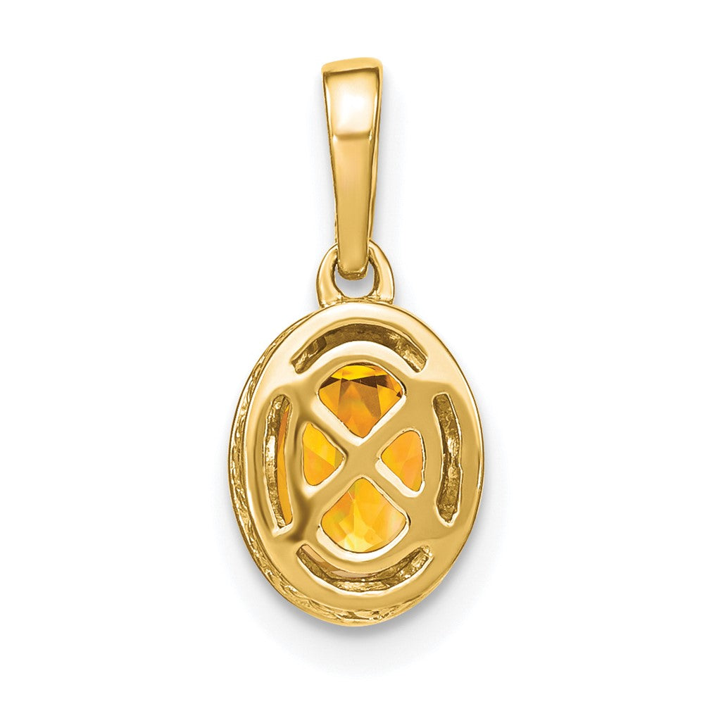 14k Oval Citrine and Diamond Pendant-PM7093-CI-020-YA